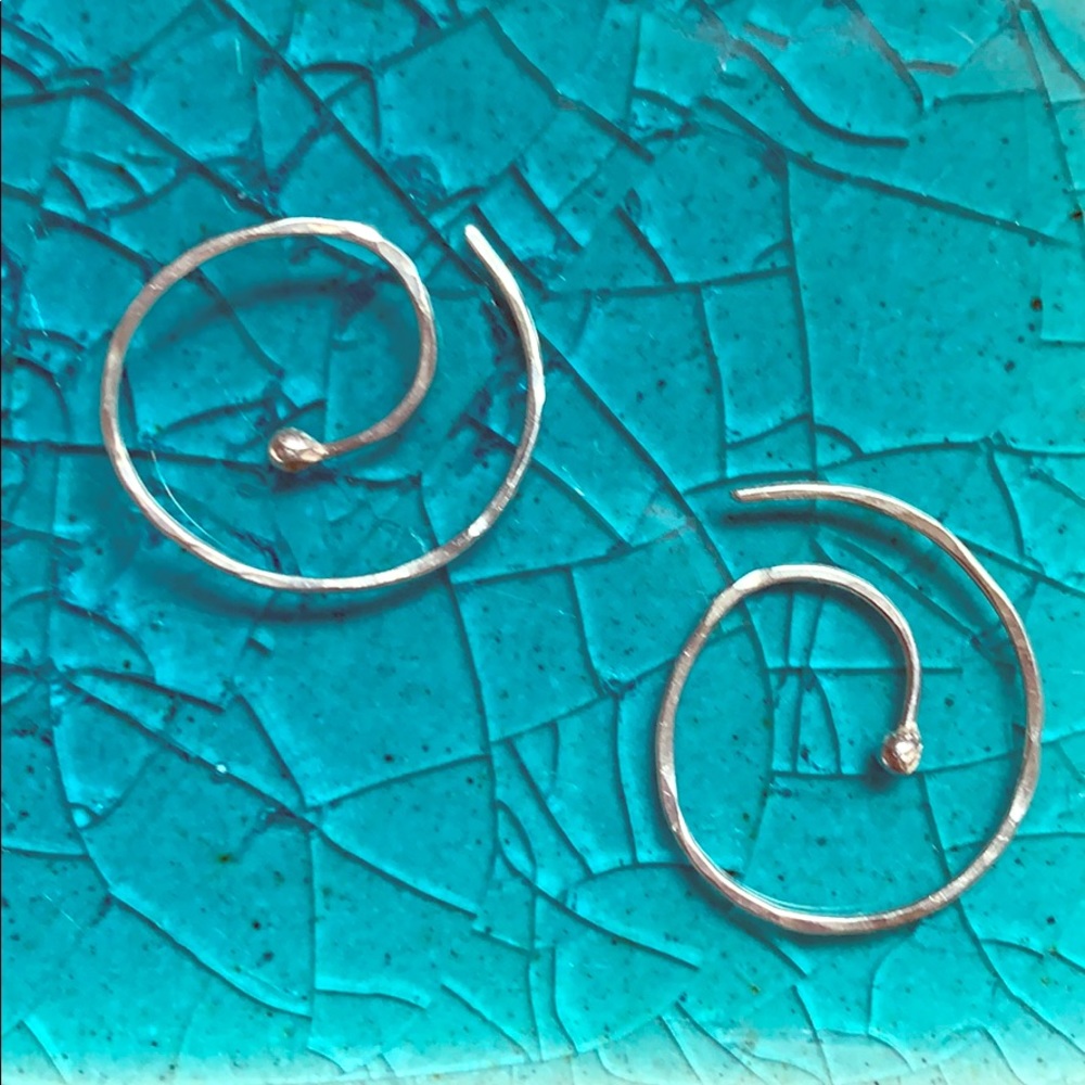 Sterling infinity hand hammered wire earrings
